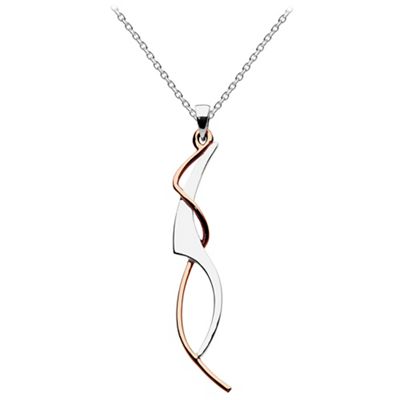 Sterling Silver Art Nouveau Necklace with Rose Gold Plate Detail